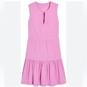 Vineyard Vines Harbor Tiered Dress Pink Performance seersucker fabric sz large